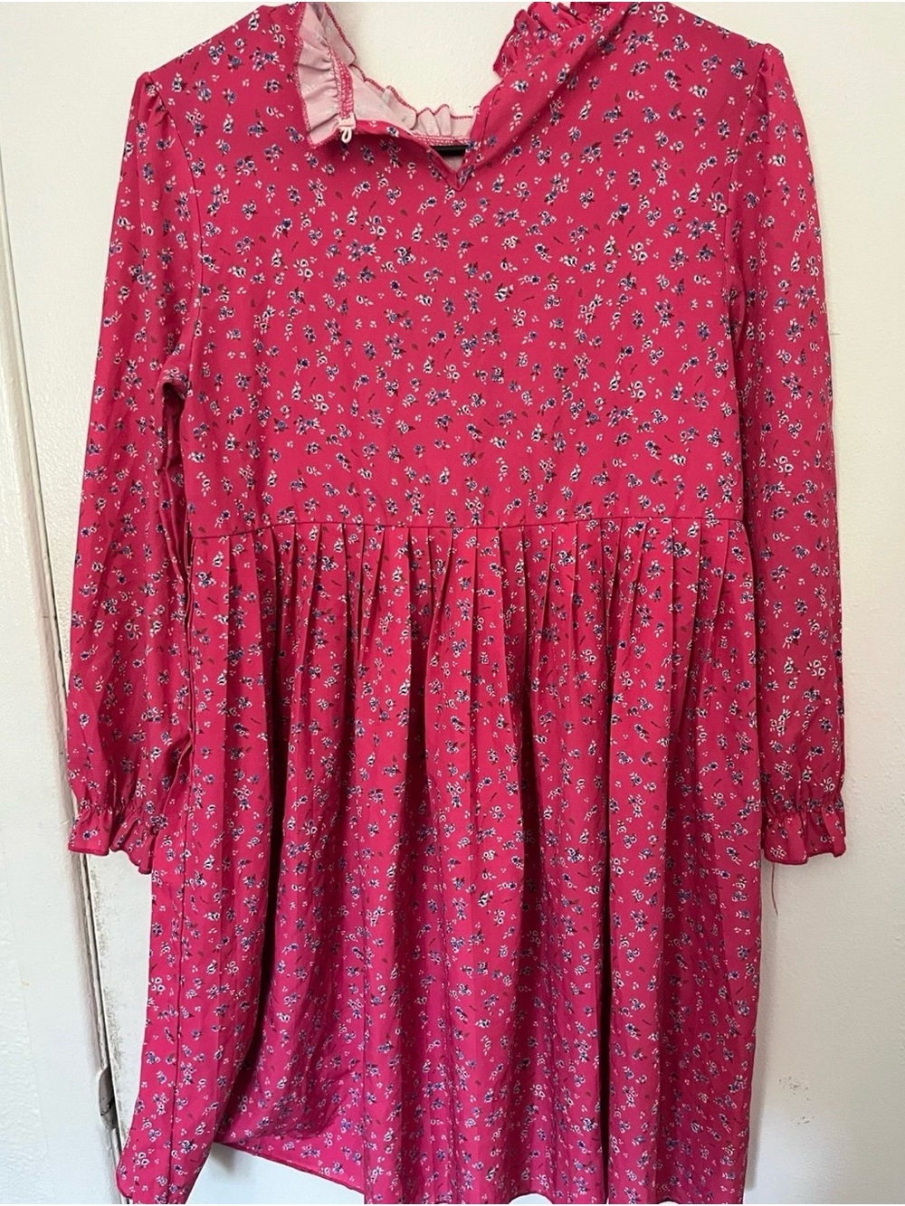 Girls' Pink Floral Long-Sleeve Dress